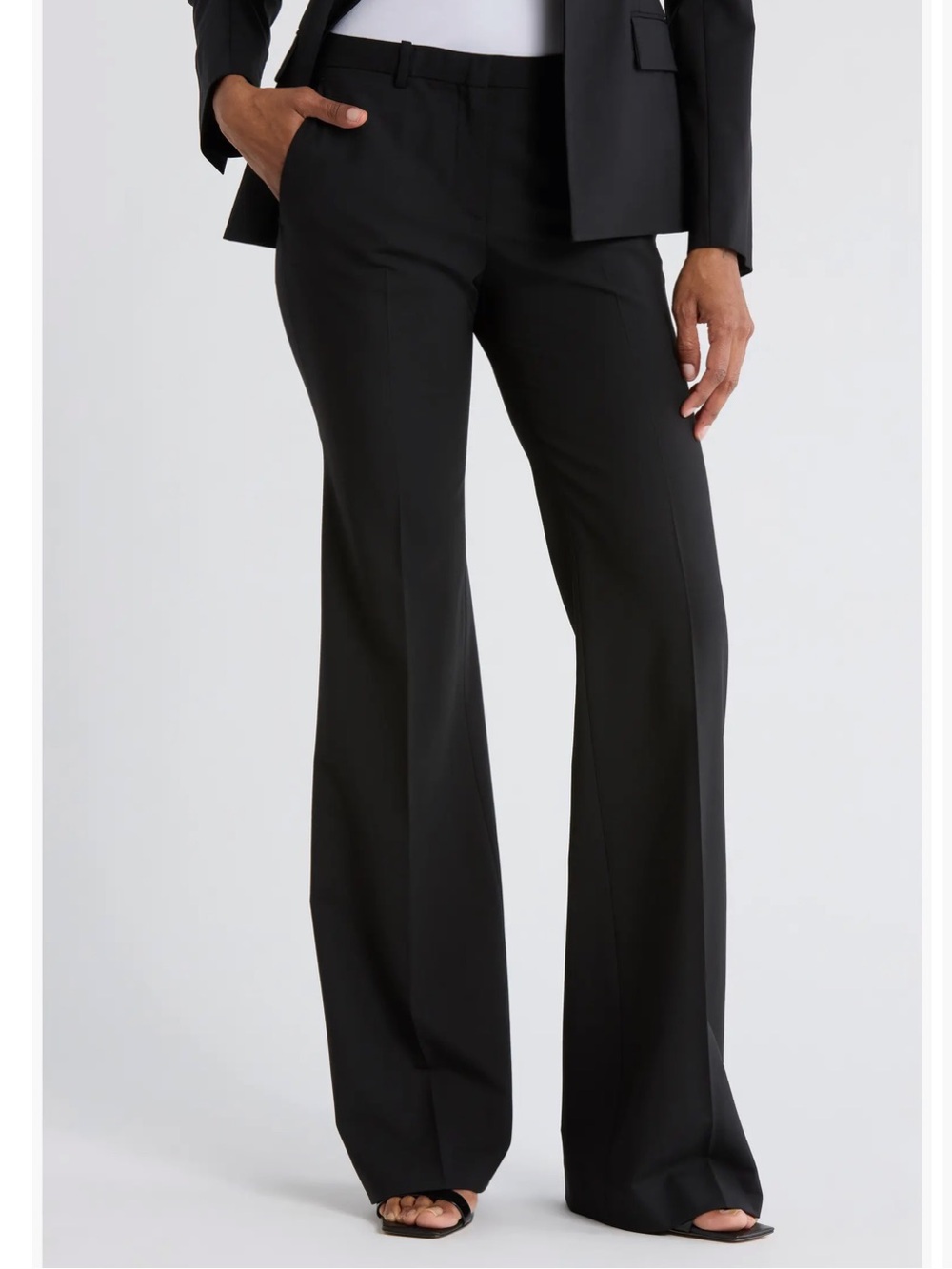 Theory Black Low-Waisted, Wide-Leg Trousers